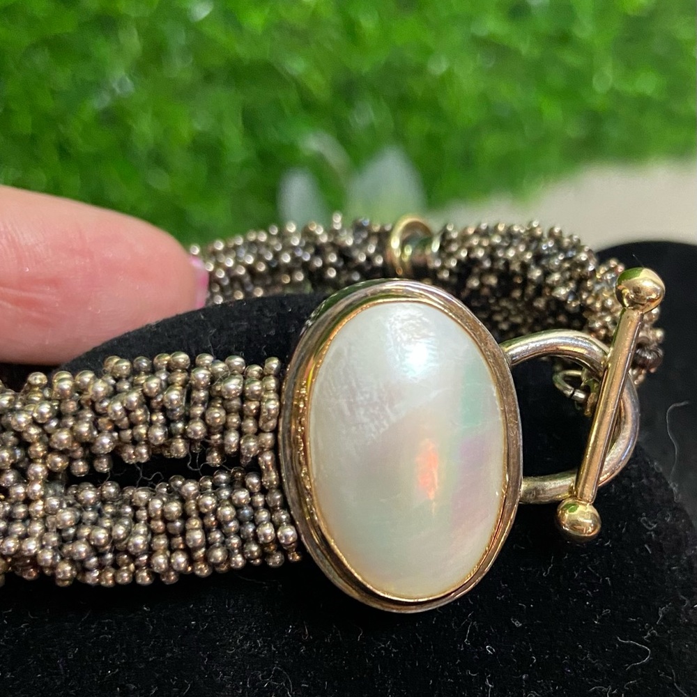 Vintage Michael Dawkins Sterling Silver and Pearl Bracelet.